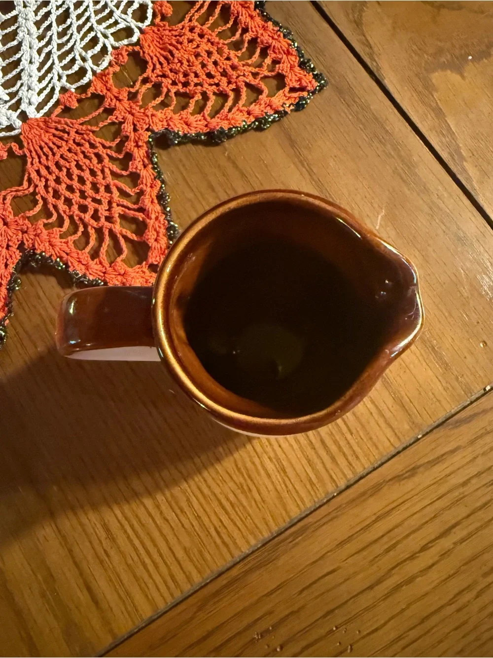 Vintage Brown & Cream Stoneware Pitcher Crazed Glaze Farmhouse Pottery